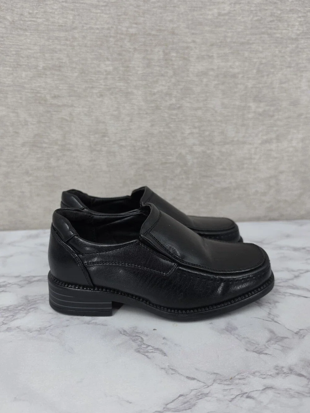 Robert David Black Faux Leather Slip-On Dress Shoes Boys Toddler Size 11 Wide